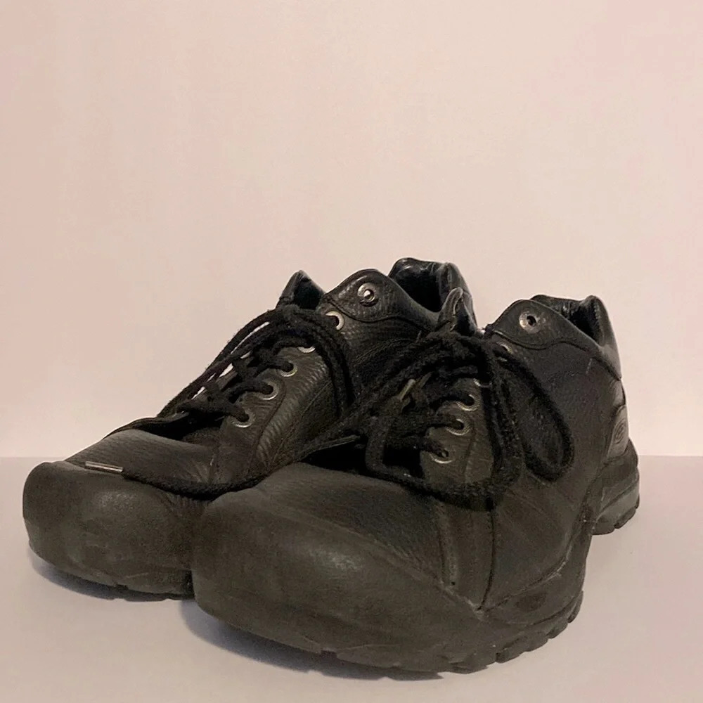 KEEN Men's Black Leather 1365-BKFG Walking Hiking Anti-Slip Shoes
